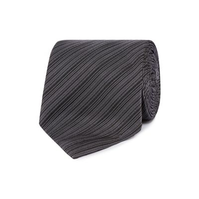 Designer grey fine striped silk tie